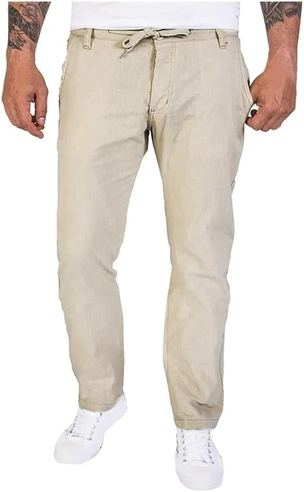 2025 Men's Solid Color Linen Outdoor Pants Loose Casual Drawstring Long Leg Pants