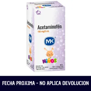 Acetaminofén MK Frutos Rojos 160mg/5ml Jarabe (FC 10/2024) Frasco x90 ml