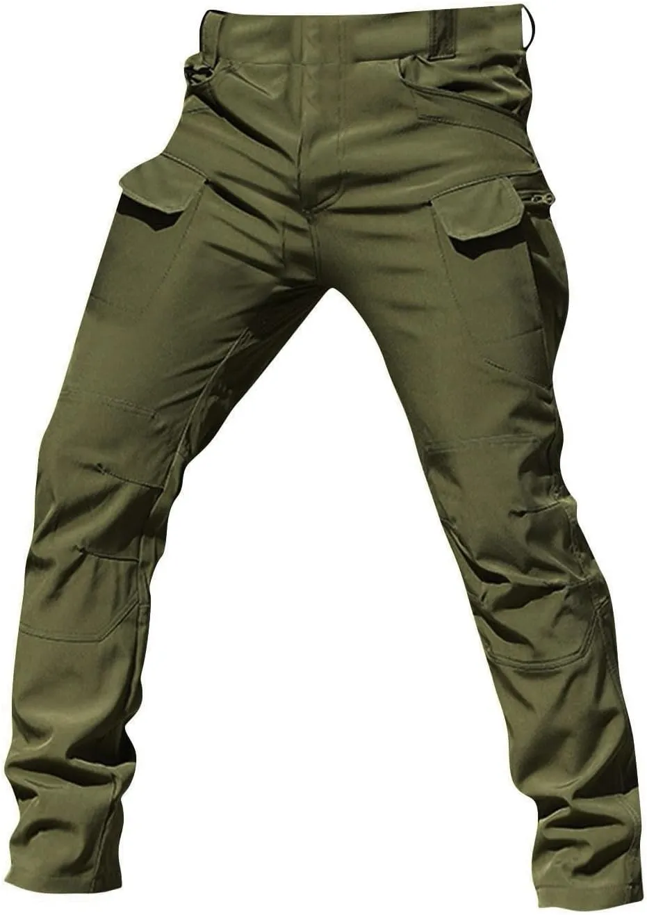 ADHOWBEW Mens Tactical Pants Stretch Construction Work Big and Tall Waterproof Pockets Joggers