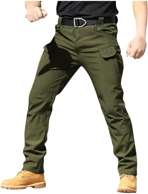 ADHOWBEW Mens Tactical Pants Stretch Construction Work Big and Tall Waterproof Pockets Joggers