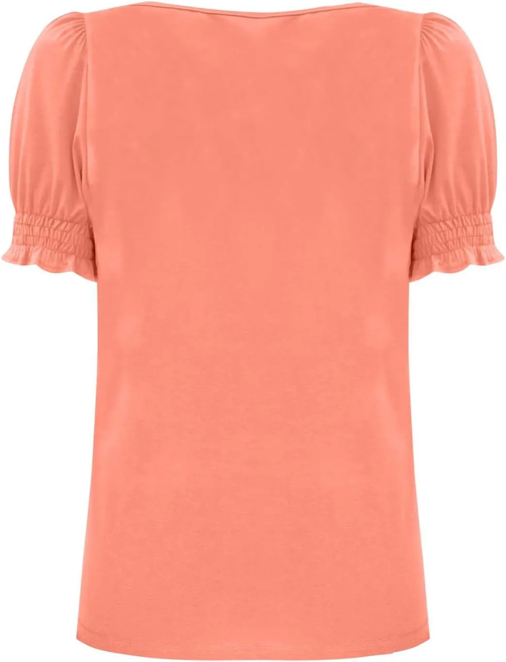 Akklian Summer Blouses for Women 2025 Square Neck Casual Ruffle Trim Short Sleeve Dressy T Shirts Going Out Ladies Blouse