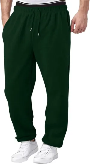 Baggy Sweatpants Men Tapered Loose Fit Trousers Drawstring Pants Elastic Waist Workout Slacks with Pockets