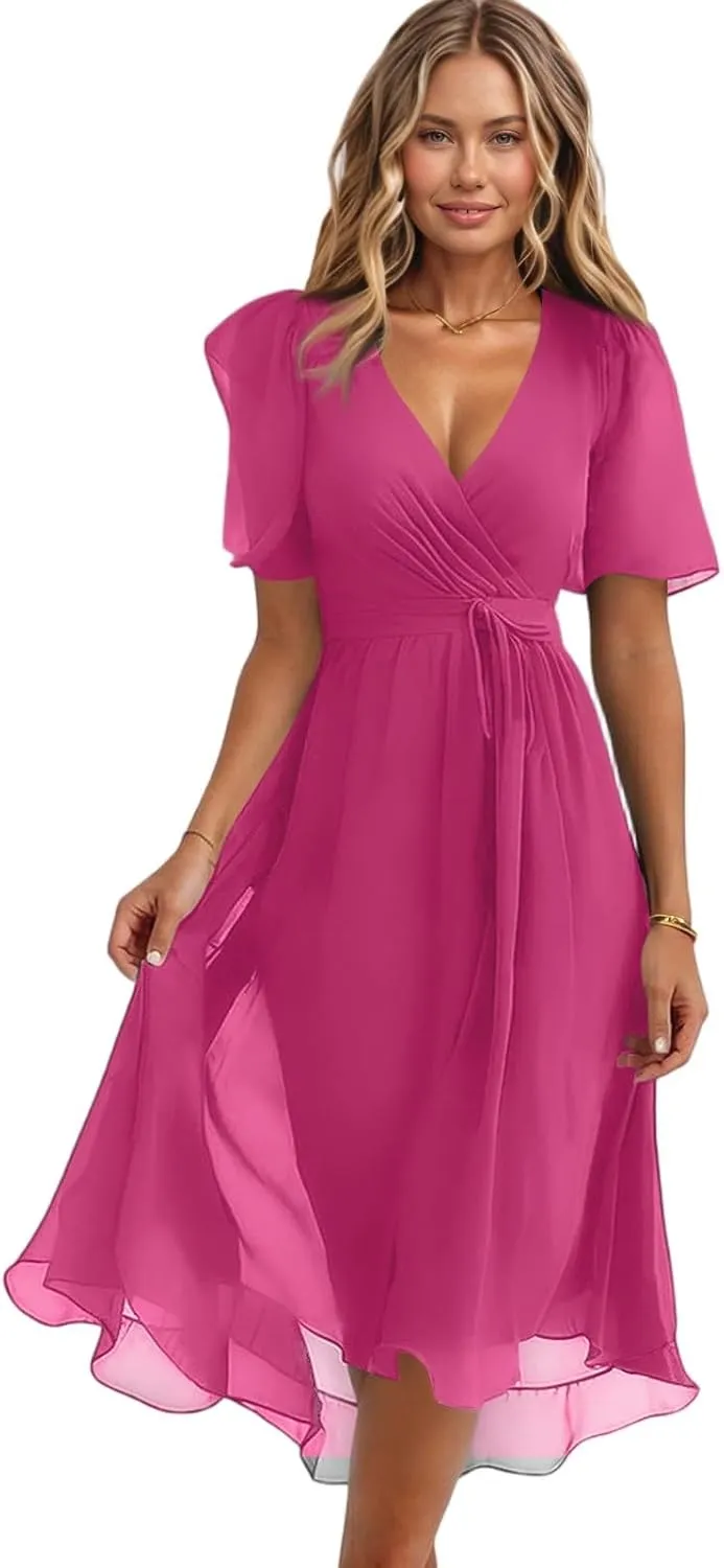 Boho Dress Resort Wear for Women 2025 Beach Dresses Wedding Guest Chiffon Garden Party Bridesmaid Dresses for Women