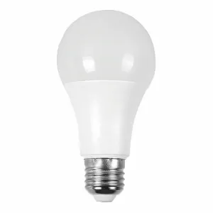 Bombillo LED A19 12W 3000K Luz Cálida - Chip SMD 5730, Rosca E27, 1200 Lumens, 60X118mm. Acabado Blanco. Foco.