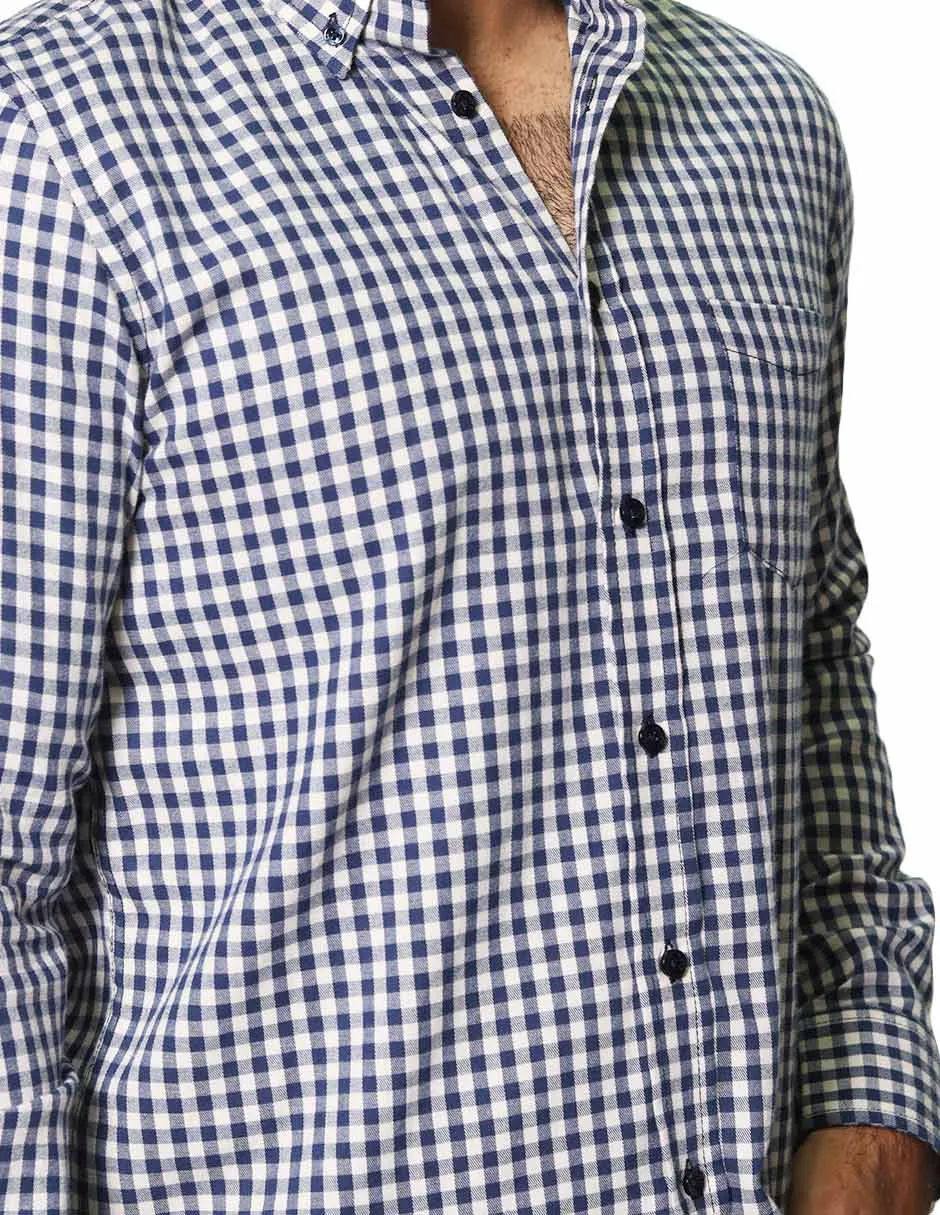 Camisas Para Hombre De Manga Larga Con Estapado De Cuadros Regular Fit B35225 Beige