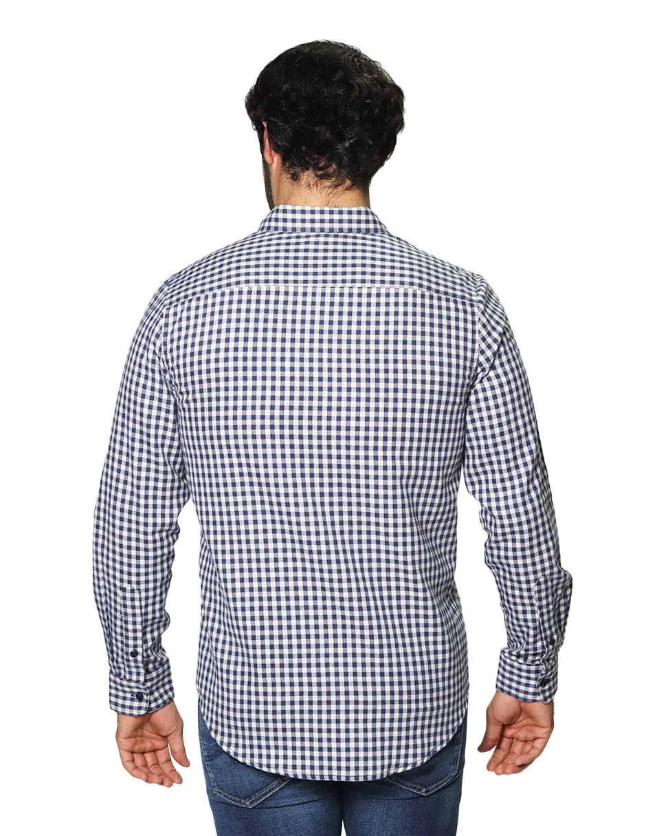 Camisas Para Hombre De Manga Larga Con Estapado De Cuadros Regular Fit B35225 Beige