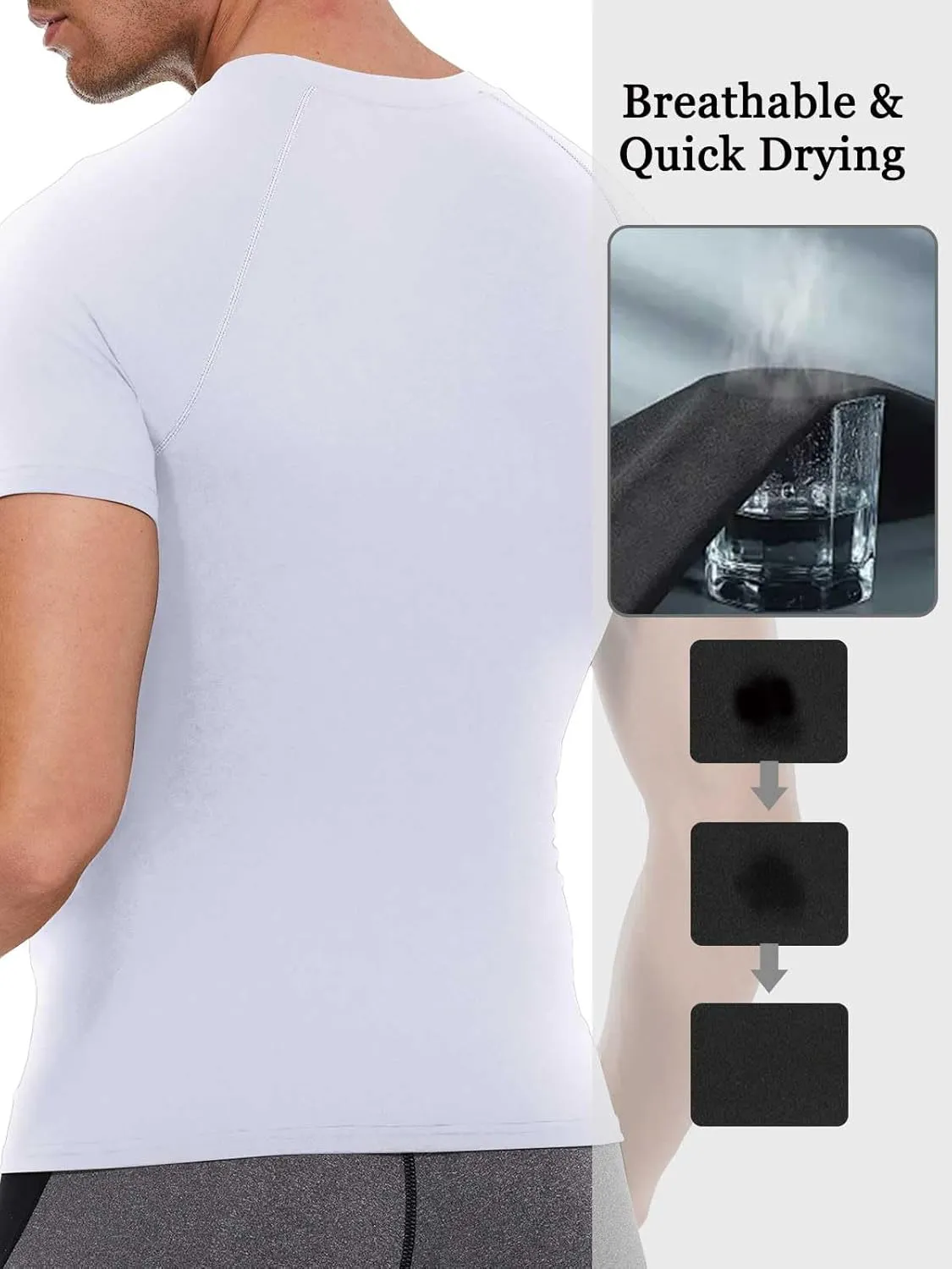 Compression Shirt Men Short Sleeve Cool Dry Workout Gym T-Shirt Breathable Athletic Sports Undershirts Running Tops