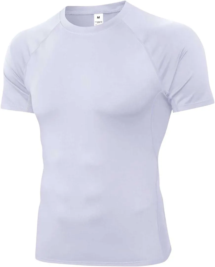 Compression Shirt Men Short Sleeve Cool Dry Workout Gym T-Shirt Breathable Athletic Sports Undershirts Running Tops
