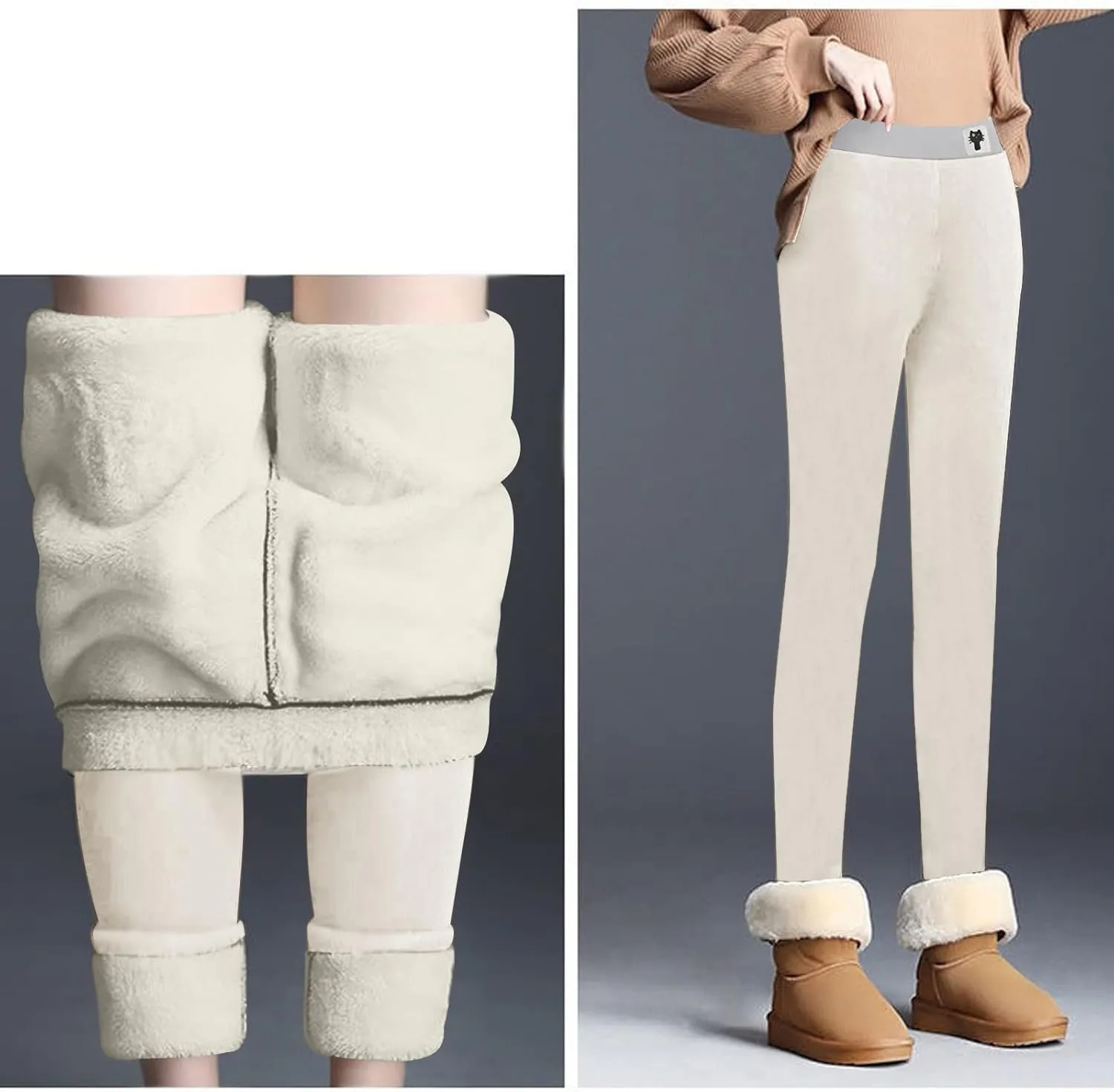 Fleece Lined Leggings for Women Thermal Tights High Waisted Soft Warm Sherpa Lined Lounge Winter Yoga Pants