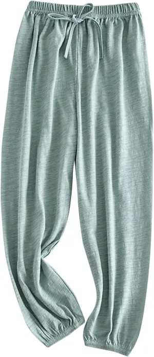 Girls Cotton Linen Jogger Pants Wide Leg Baggy Solid Color Elastic Waist Trousers Flowy Casual Loose Pants Clothes