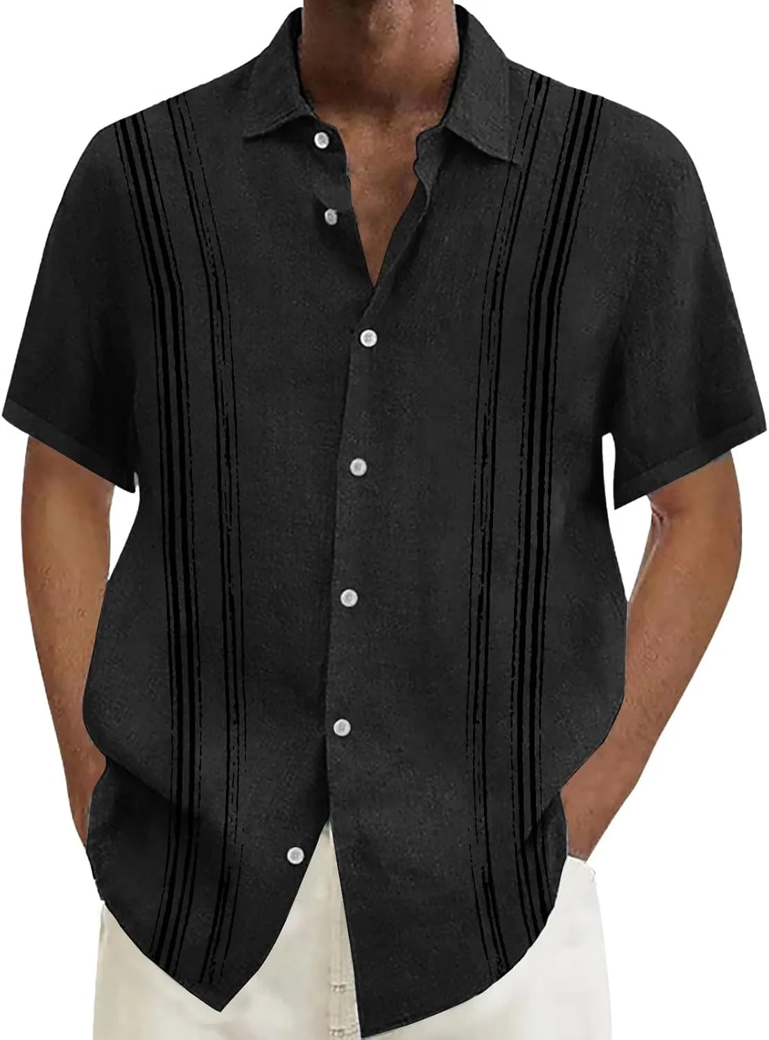 Hawaiian Shirts for Men Summer Beach Loose Fit Casual Short Sleeve Linen Tshirts Lightweight Button Down Hippie Tops