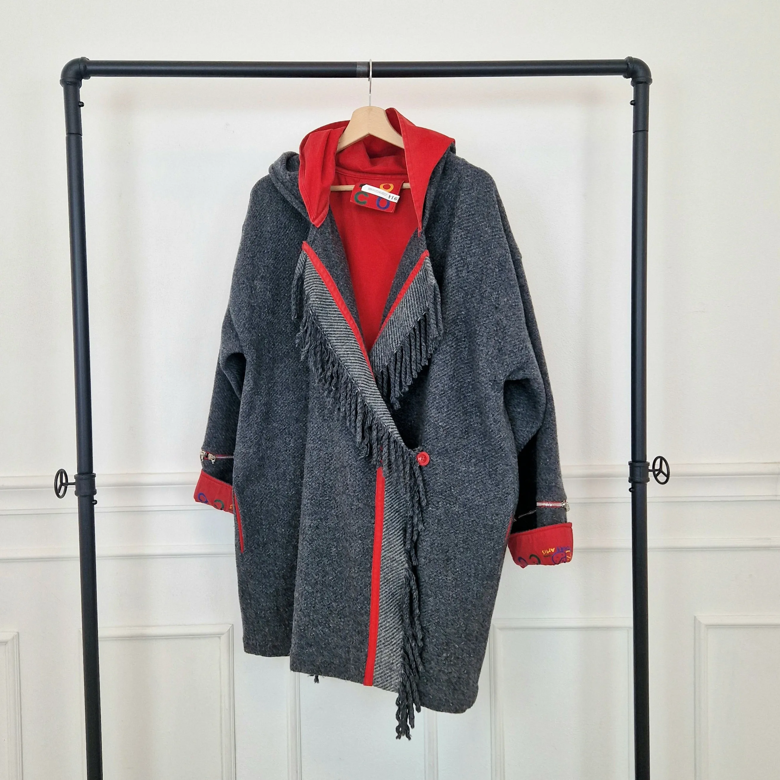 Ko and Co | Giaccone vintage grigio e rosso