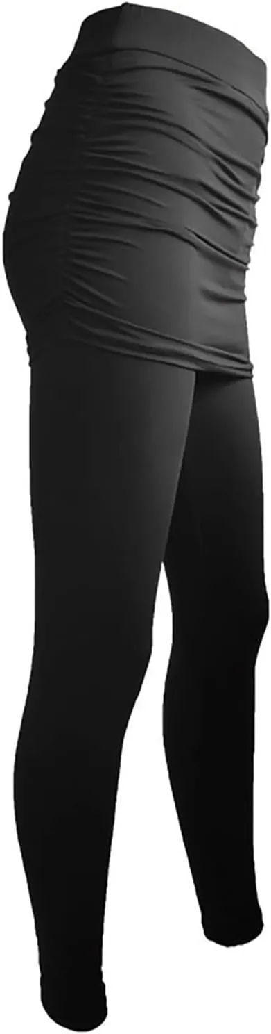 LAWOR Womens 2 in 1 Skirted Leggings Capri Skort High Waisted Yoga Booty Pants Workout Golf Tennis Skirt Running Yoga Tights