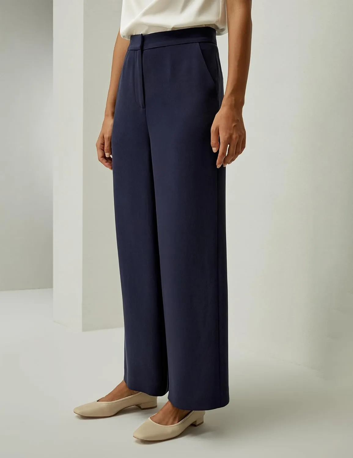 LilySilk 100% Silk Tailored Pant for Women Wide Leg with Mid Rise Cropped Silk Trousers Female Work Casual Size