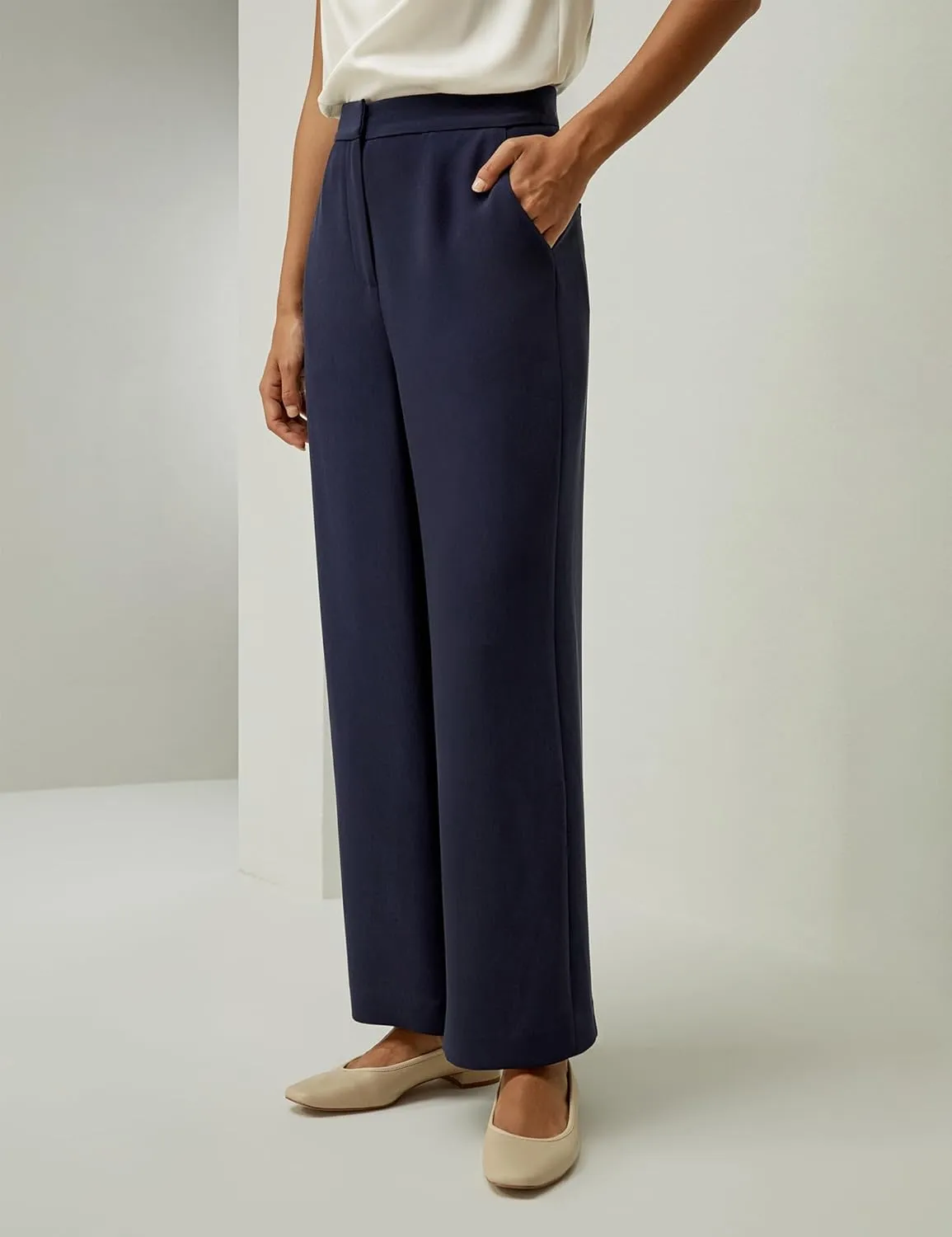 LilySilk 100% Silk Tailored Pant for Women Wide Leg with Mid Rise Cropped Silk Trousers Female Work Casual Size