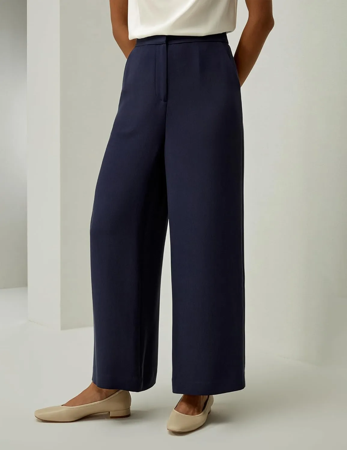 LilySilk 100% Silk Tailored Pant for Women Wide Leg with Mid Rise Cropped Silk Trousers Female Work Casual Size