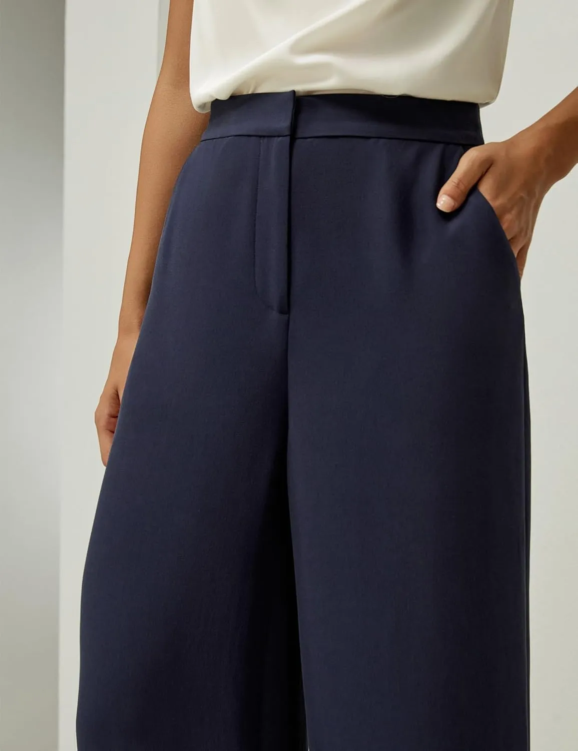 LilySilk 100% Silk Tailored Pant for Women Wide Leg with Mid Rise Cropped Silk Trousers Female Work Casual Size