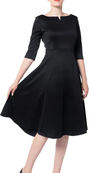 Marycrafts Women's Fit Flare Tea Midi Dress for Office Business Work
