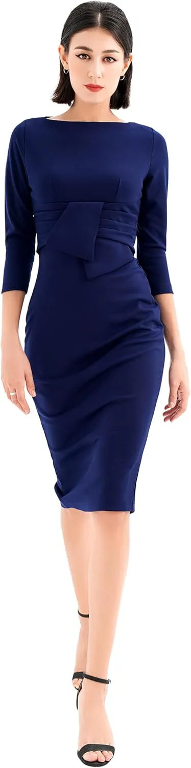 Marycrafts Women's Work Office Business Square Neck Sheath Midi Dress