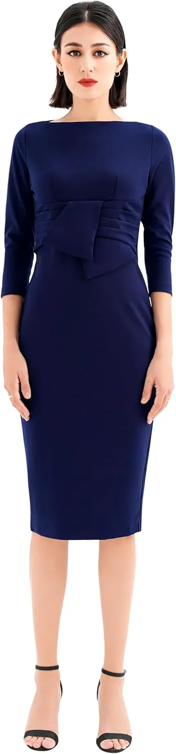 Marycrafts Women's Work Office Business Square Neck Sheath Midi Dress