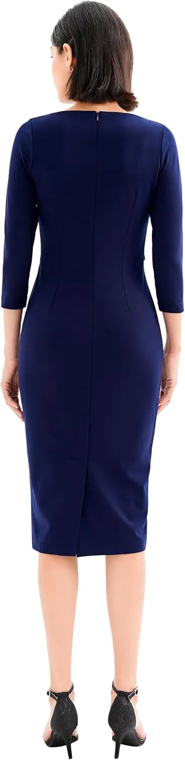 Marycrafts Women's Work Office Business Square Neck Sheath Midi Dress