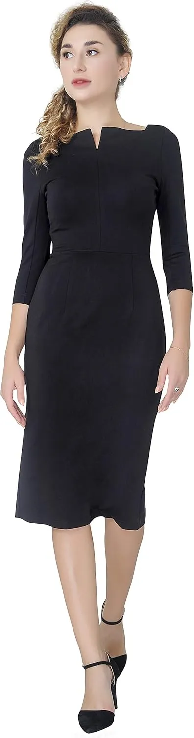 Marycrafts Women's Work Office Business Square Neck Sheath Midi Dress