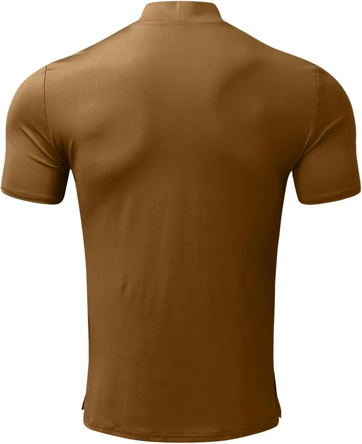 Mens Basic Mock Turtleneck Short Sleeve Solid Casual T-Shirt Pullover Tops Slim Fit Undershirt