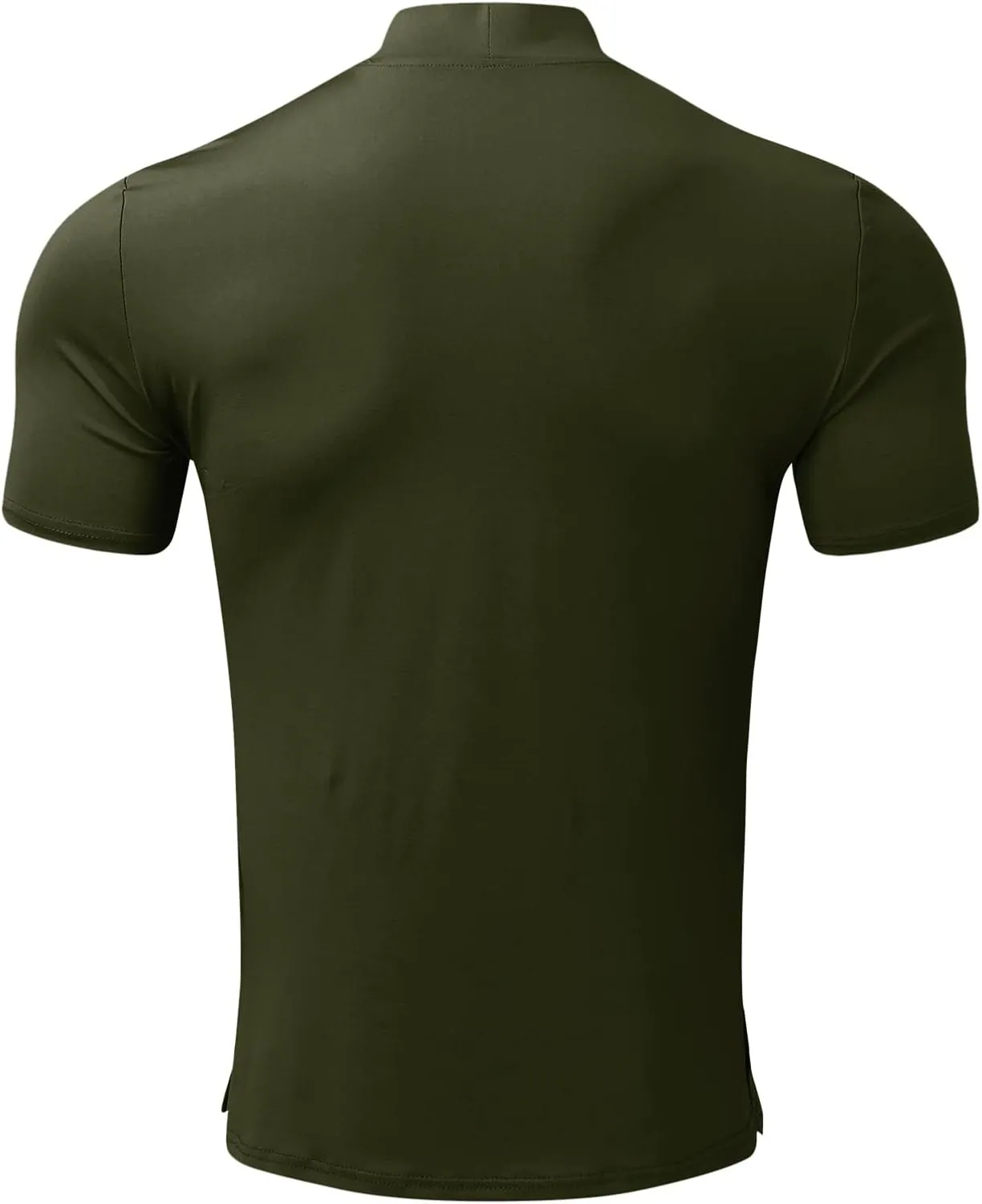 Mens Basic Mock Turtleneck Short Sleeve Solid Casual T-Shirt Pullover Tops Slim Fit Undershirt