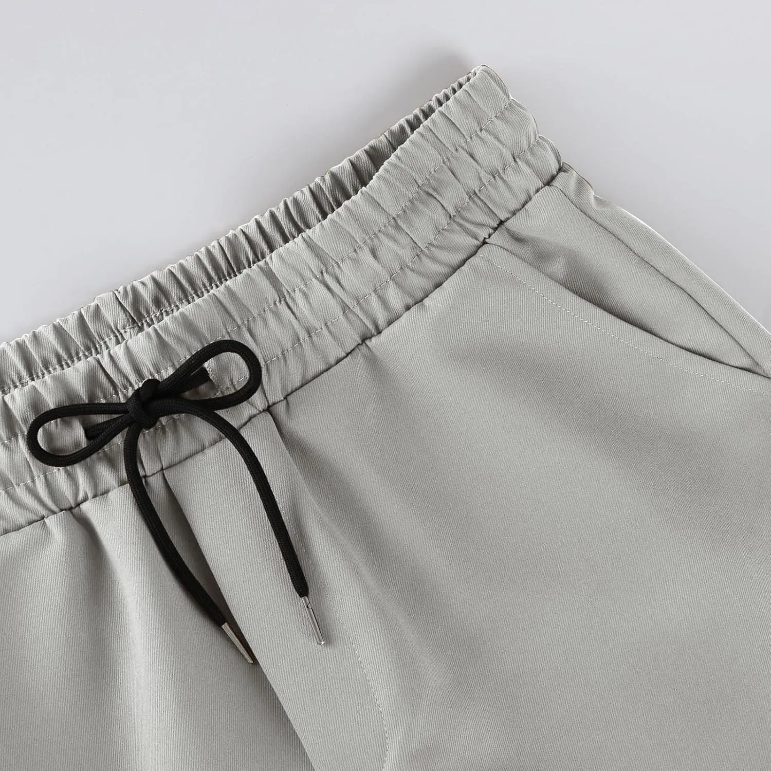 Men's Casual Cargo Pants Drawstring Leg Elastic Waist Slim Fit Summer Pants