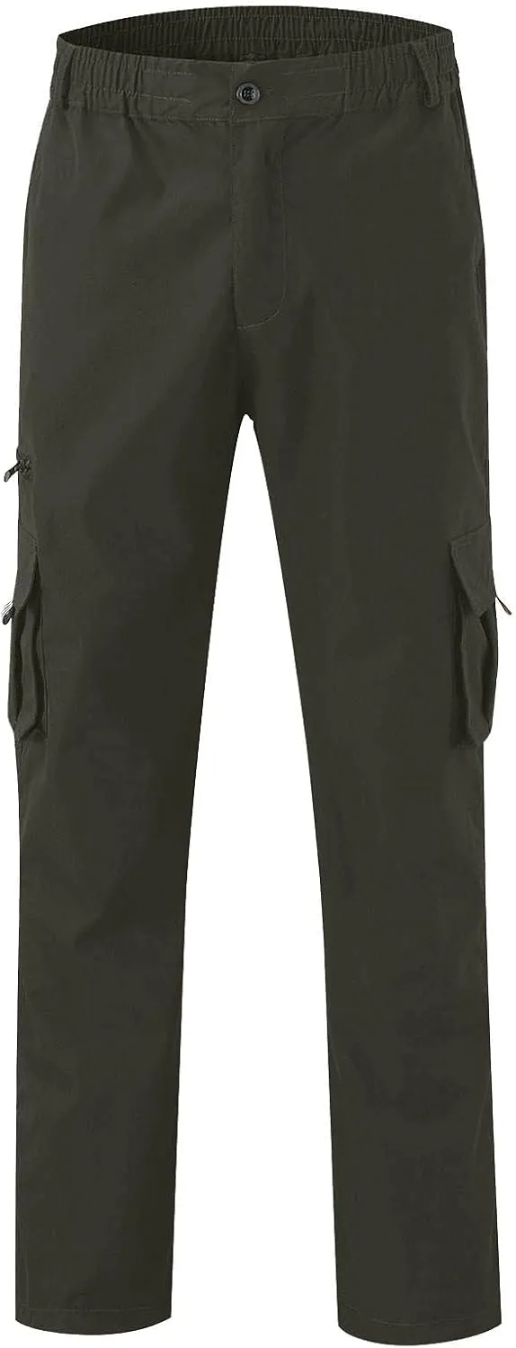 Men's Cotton Blend Cargo Pants Stretch Tactical Pant with Multi Pockets Baggy Hiking Jogger Outdoor Trousers