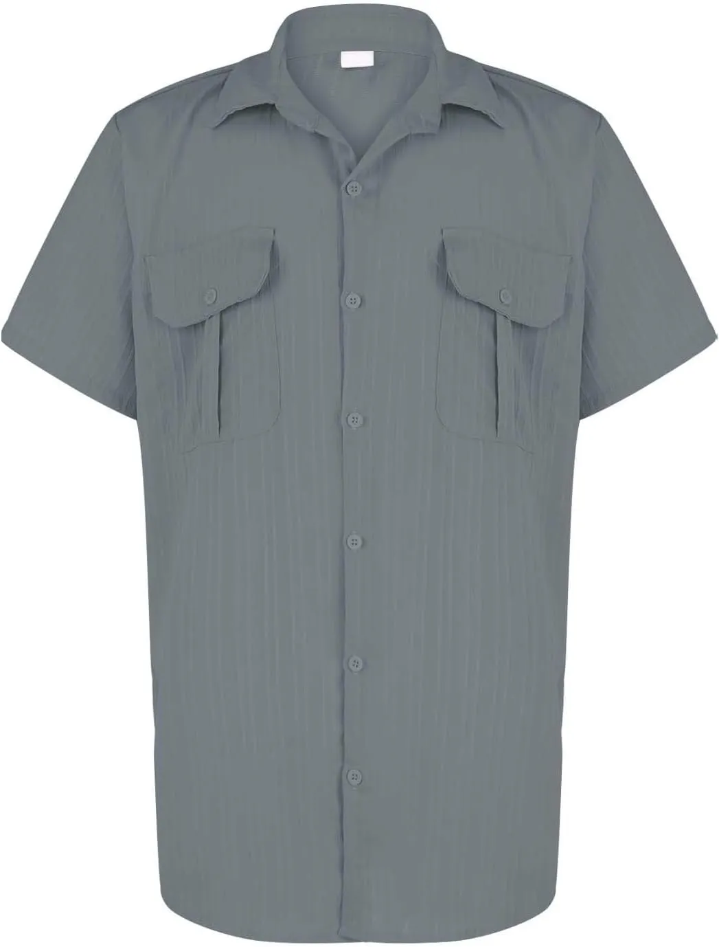 Mens Linen Striped Cargo Shirts 2025 Button Down Polo Shirt Quick Dry Short Sleeve Tactical Sweatshirts with Pockets
