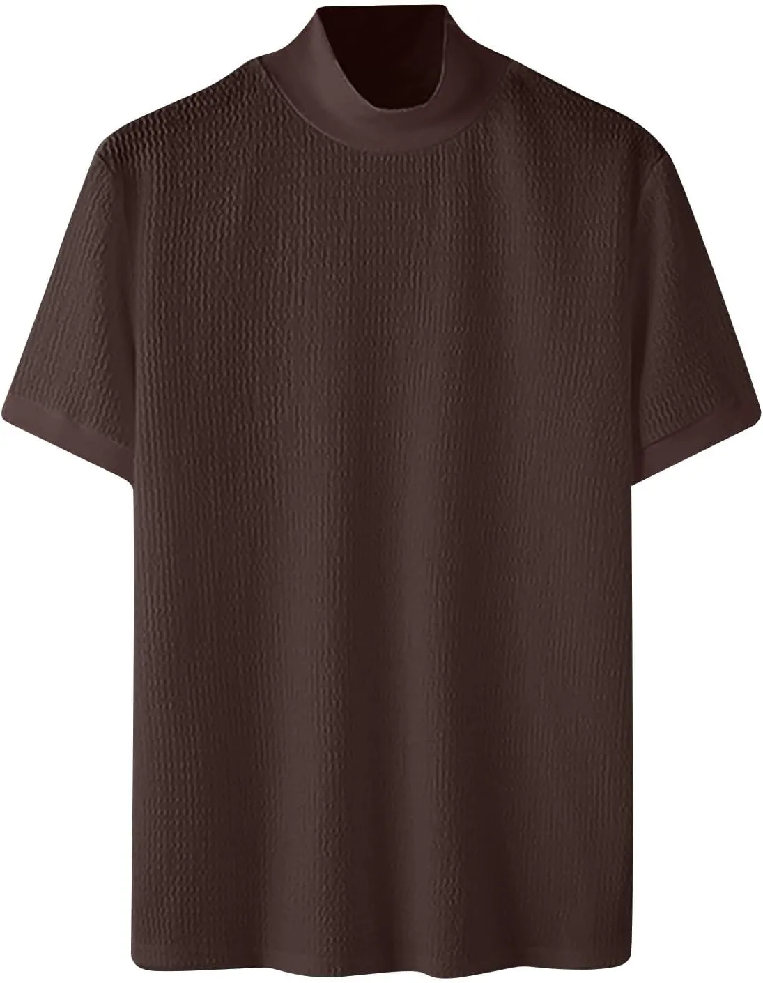 Men's Mock Turtleneck Sweater Short Sleeve Casual Basic Tops Jacquard Knit Pullover Tee Fitted Textured Undershirts