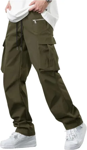 Men's Pants Work Summer Casual Baggy Stretch with Pockets Lightweight Trousers