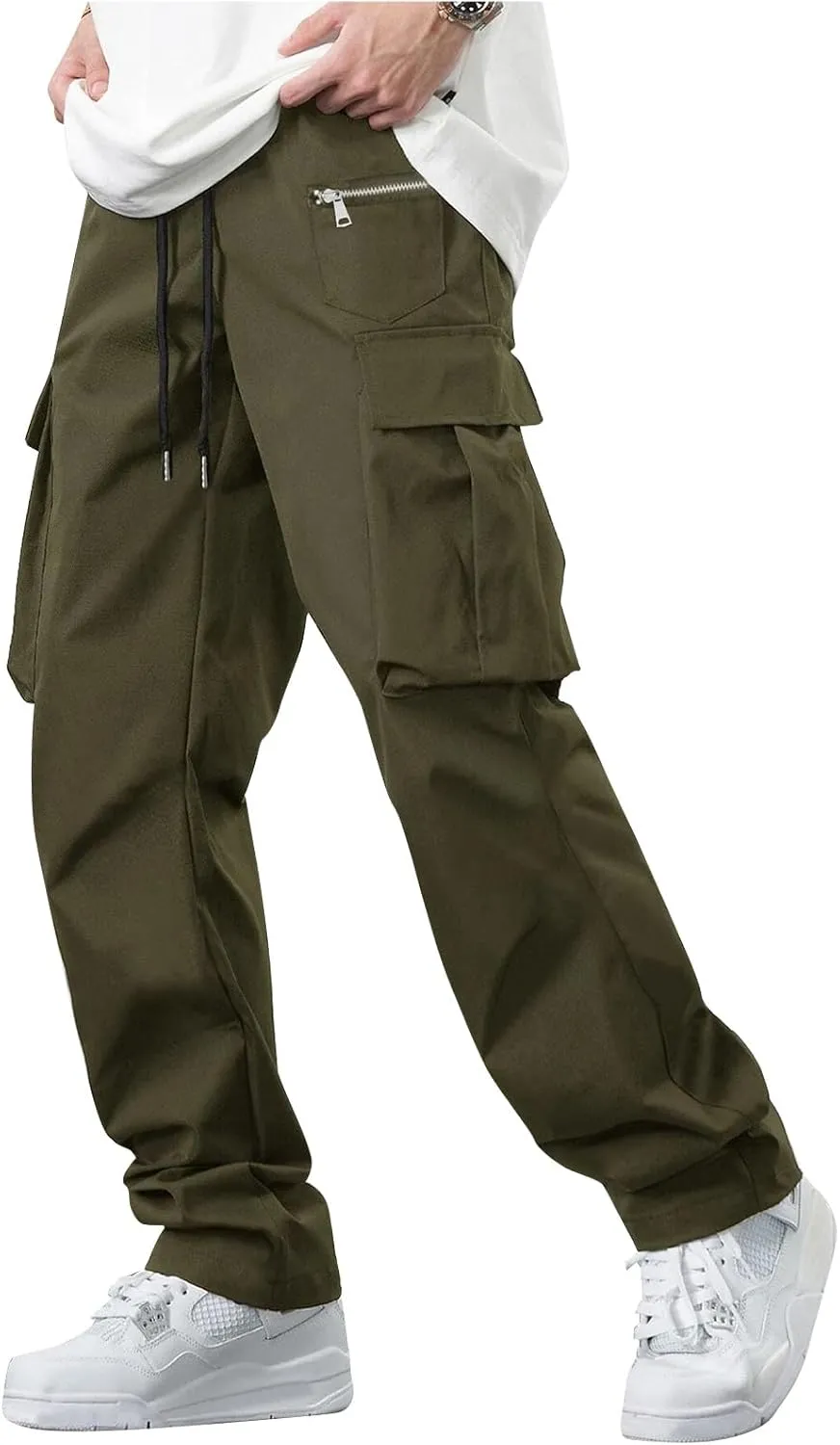 Men's Pants Work Summer Casual Baggy Stretch with Pockets Lightweight Trousers