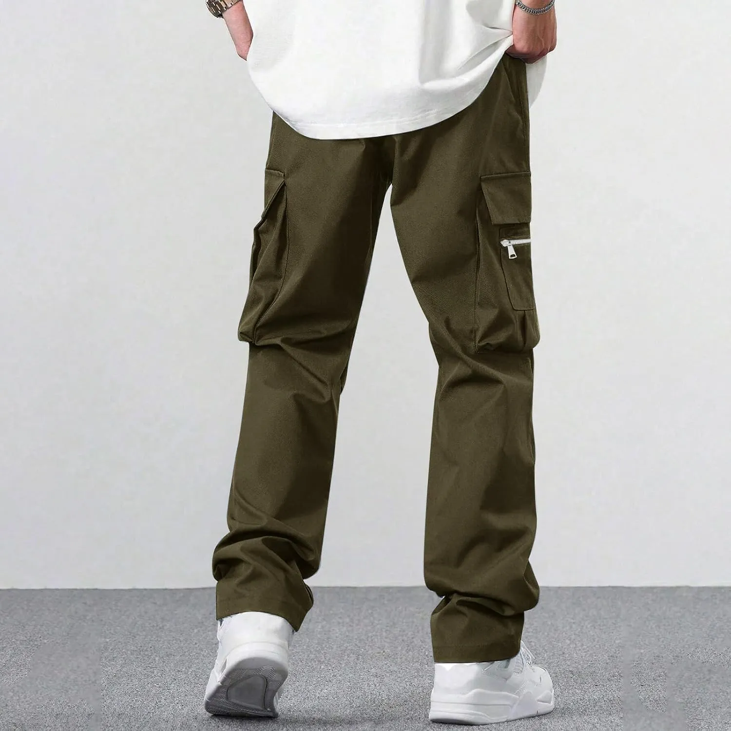 Men's Pants Work Summer Casual Baggy Stretch with Pockets Lightweight Trousers