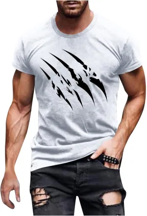 Mens Stylish Tee Shirts Hip Hop Streetwear Summer Casual Short Sleeve Crewneck Tshirt Vintage Gym Workout Tee Tops