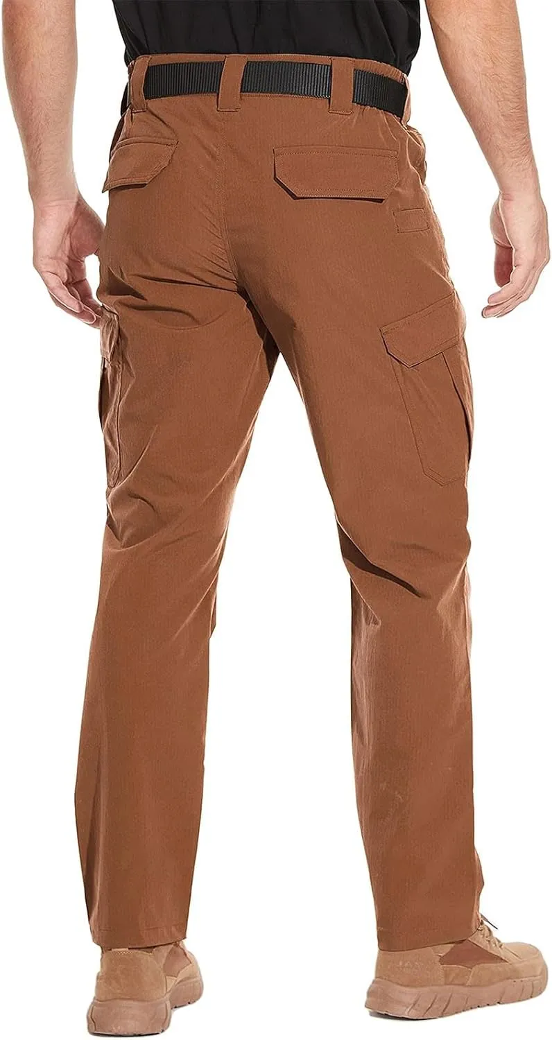 Mens Tactical Pants Lightweight Hiking Elastic Stretch with Pockets Tactical Summer Trousers