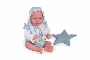 Muñecas Antonio Juan - Sweet Reborn Carla con capota y cojín estrellado (80321)