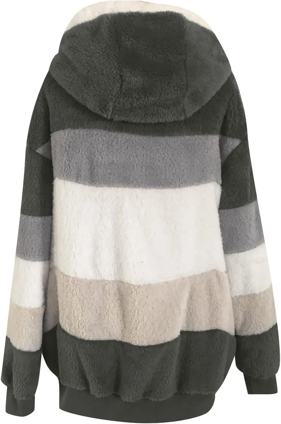 Oversized Fuzzy Fleece Jackets For Women Fashion 2023 Color Block Faux Fur Cardigan Coat Shaggy Warm Winter Outerwear
