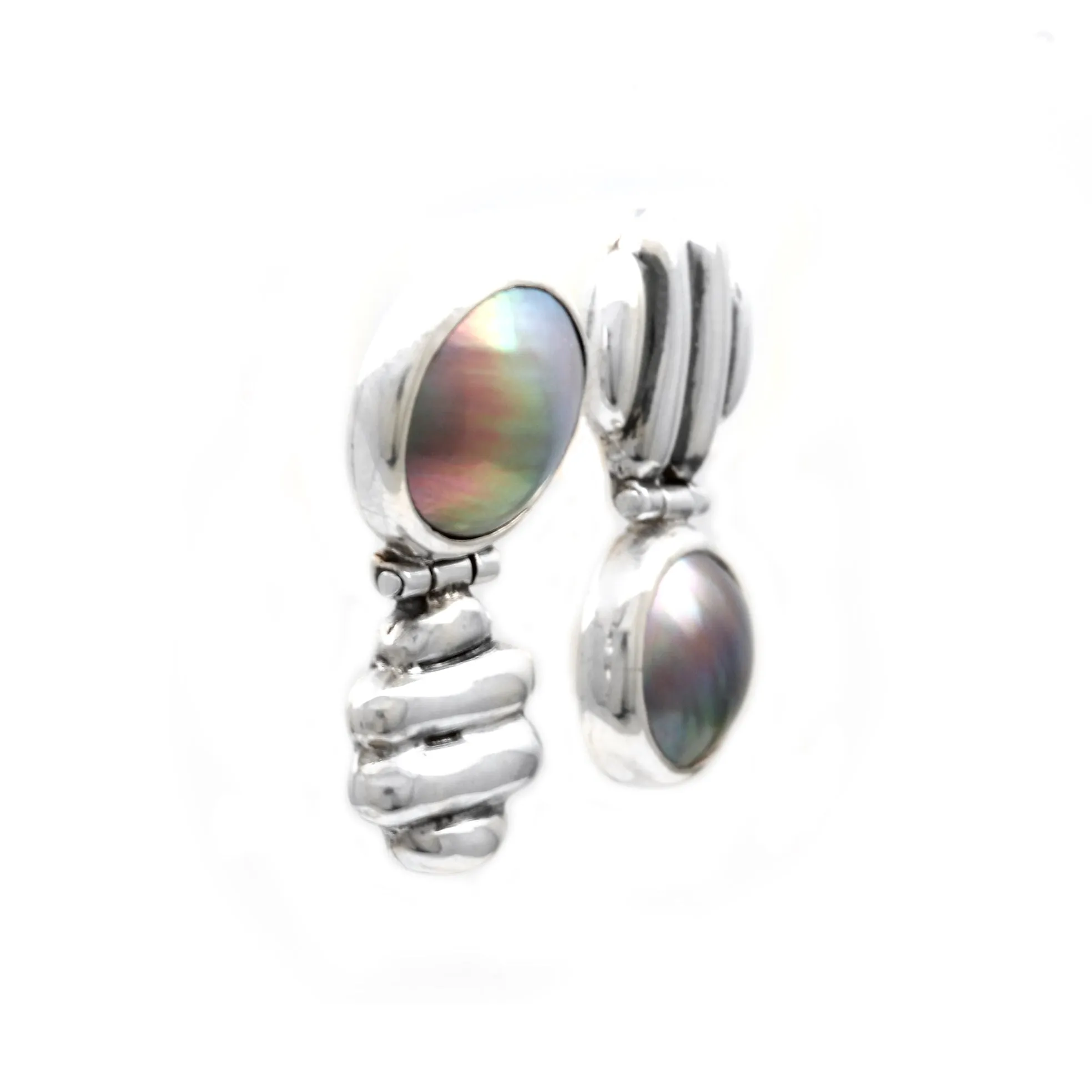 Rainbow Cortez Pearls on Silver Earrings by Priscila Canales