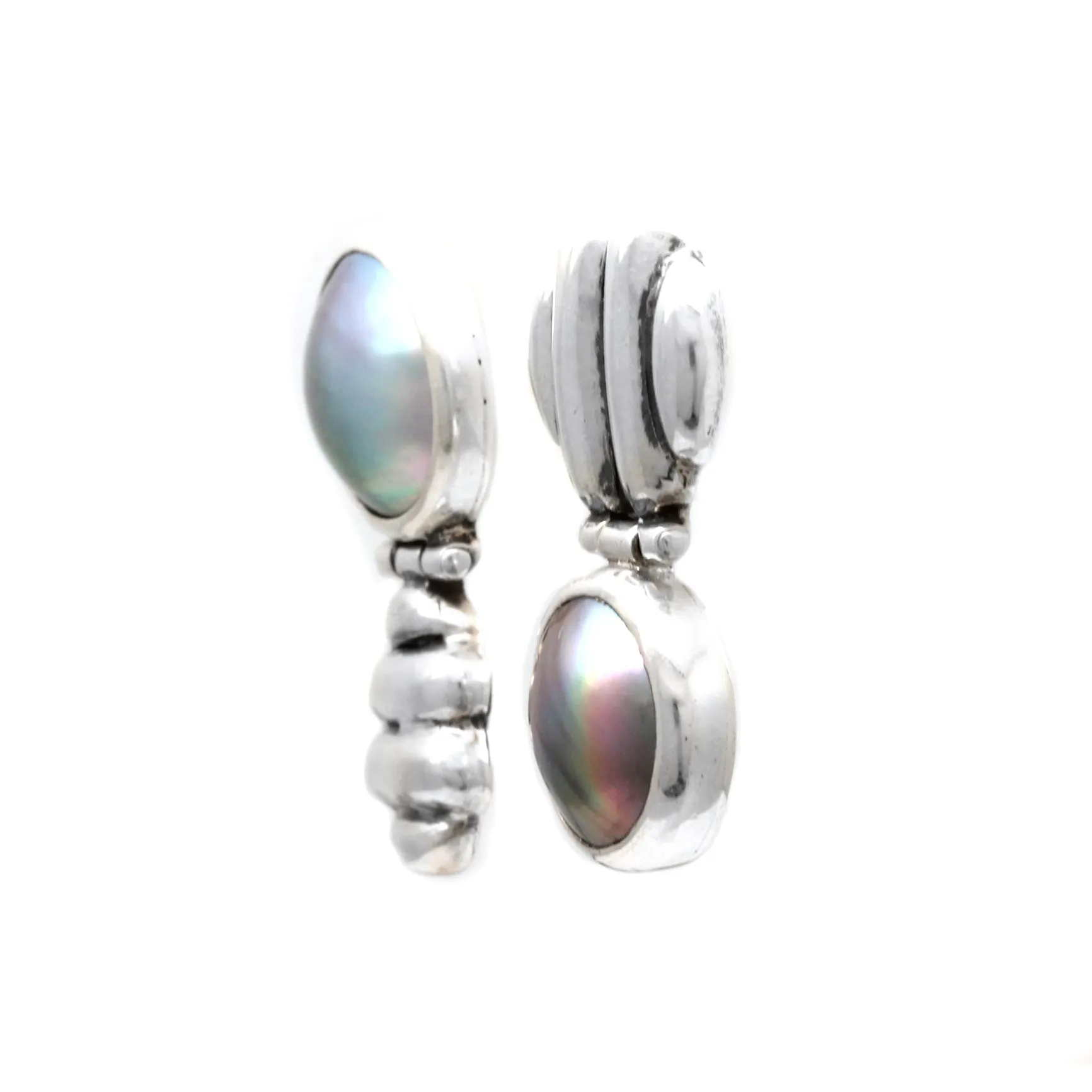 Rainbow Cortez Pearls on Silver Earrings by Priscila Canales