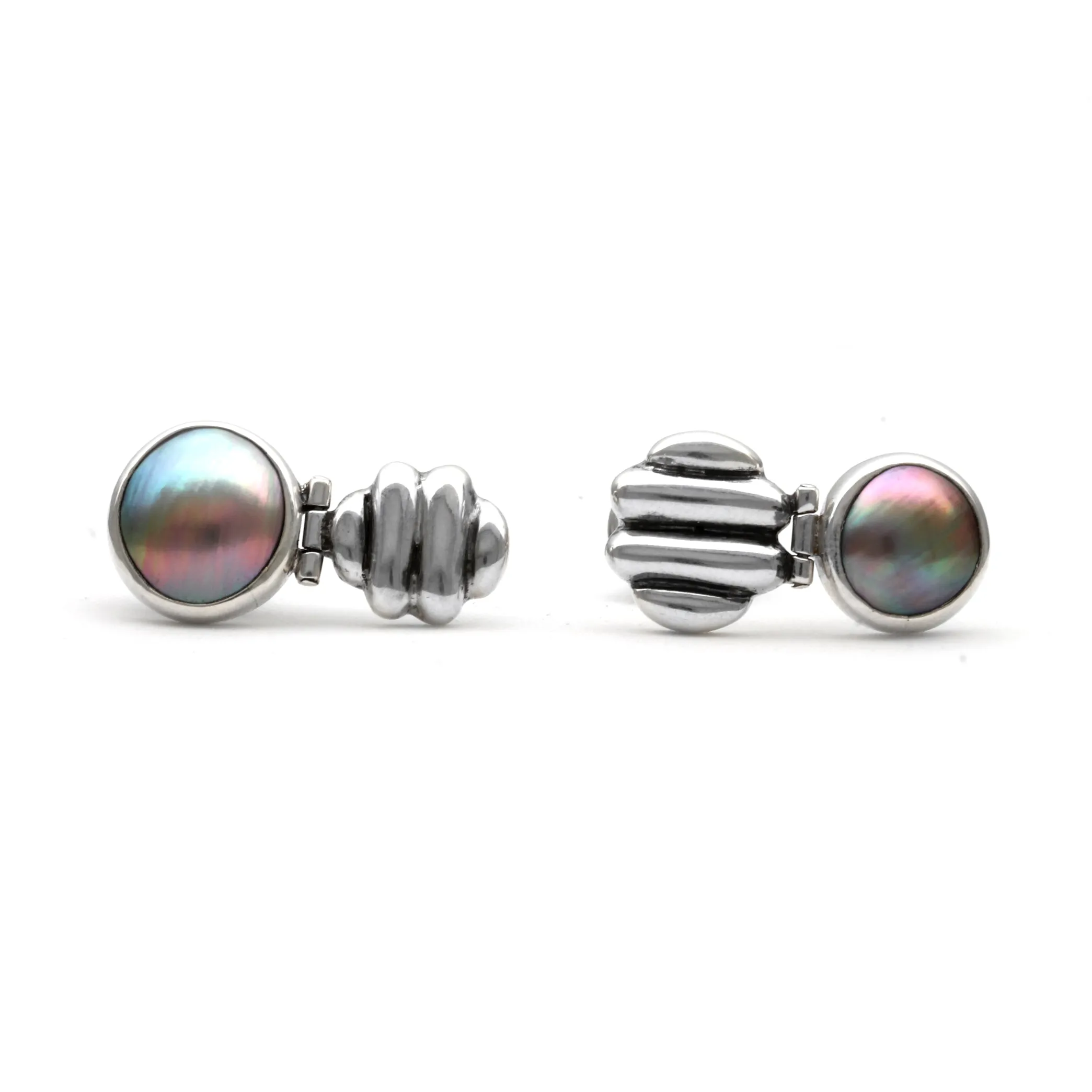 Rainbow Cortez Pearls on Silver Earrings by Priscila Canales