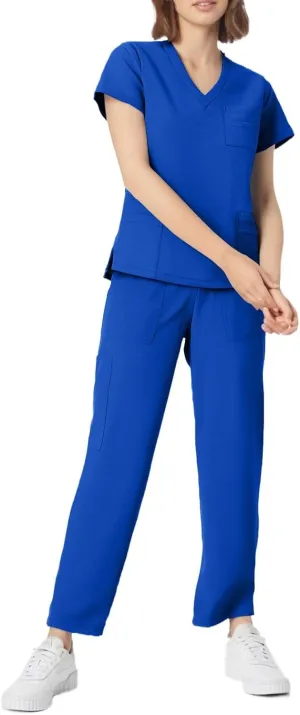 Scrubs Set for Women Nurse Uniform Jogger Suit Stretch Top & Pants with Multi Pocket for Nurse Esthetician Workwear