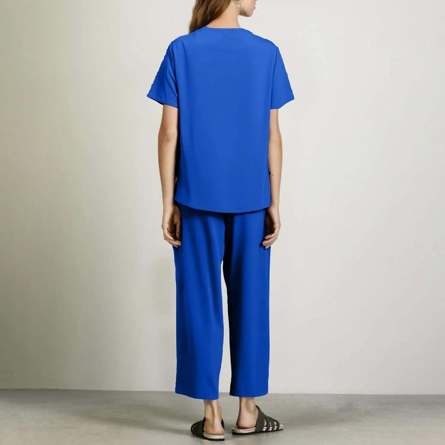 Scrubs Set for Women Nurse Uniform Jogger Suit Stretch Top & Pants with Multi Pocket for Nurse Esthetician Workwear
