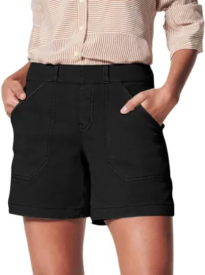 Summer Shorts for Women 2025 Trendy Plus Size Chino Shorts Stretchy High Waist Tummy Control Short Pants with Pocket