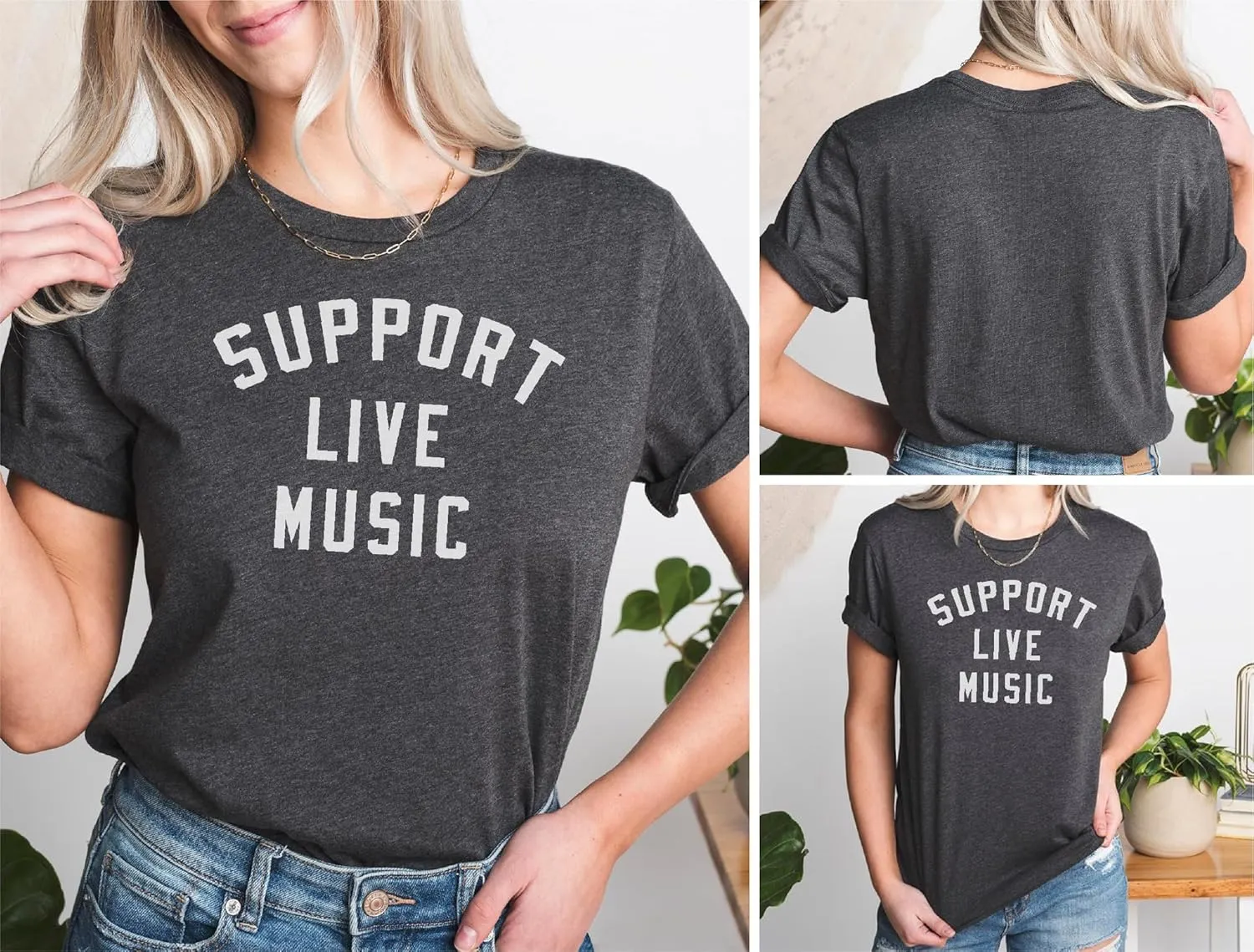 Support Live Music Shirt Support Local Music Concert Festival Local Bands T-Shirt Casual Women Shirts