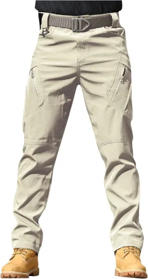 Tactical Pants for Men Stretch Ripstop Waterproof Zipper Cargo Hiking Pants Relaxed Fit Work Pant Travel with Pockets