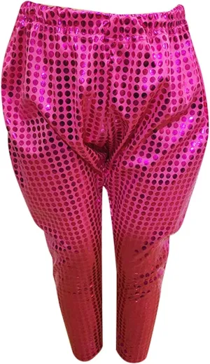 Teen Boys Girls Multicolor Sequin Pants Baggy Wide Leg Elastic Waist Trousers Loose Stretchy Dance Performance