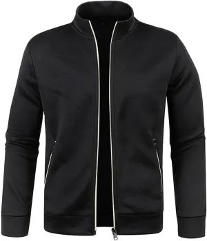 Uillui Men's Sports Track Jacket Lightweight Zip up Casual Coat Running Athletic Active Sweat Jacket Long Sleeve Sweatshirts
