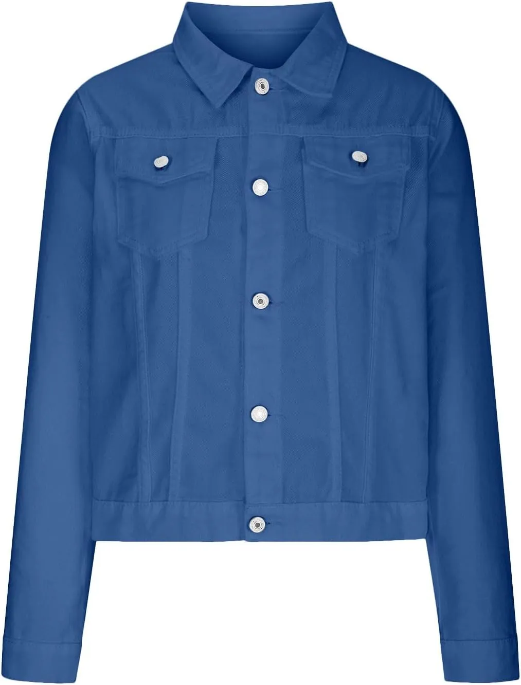 Women Denim Jacket Coats Long Sleeves Pocket Fashion Cardigan Solid Color Open Front Outerwear Jackets Comfy